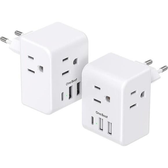 Europe Travel Plug Adapter 2 Pack USB C Type C Power Converter Charger - Picture 7 of 7